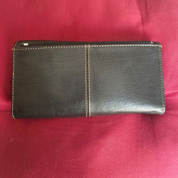 Vintage FOSSIL Genuine Leather Trifold Womens Wallet Credit Card Snap Black - Picture 3 of 12